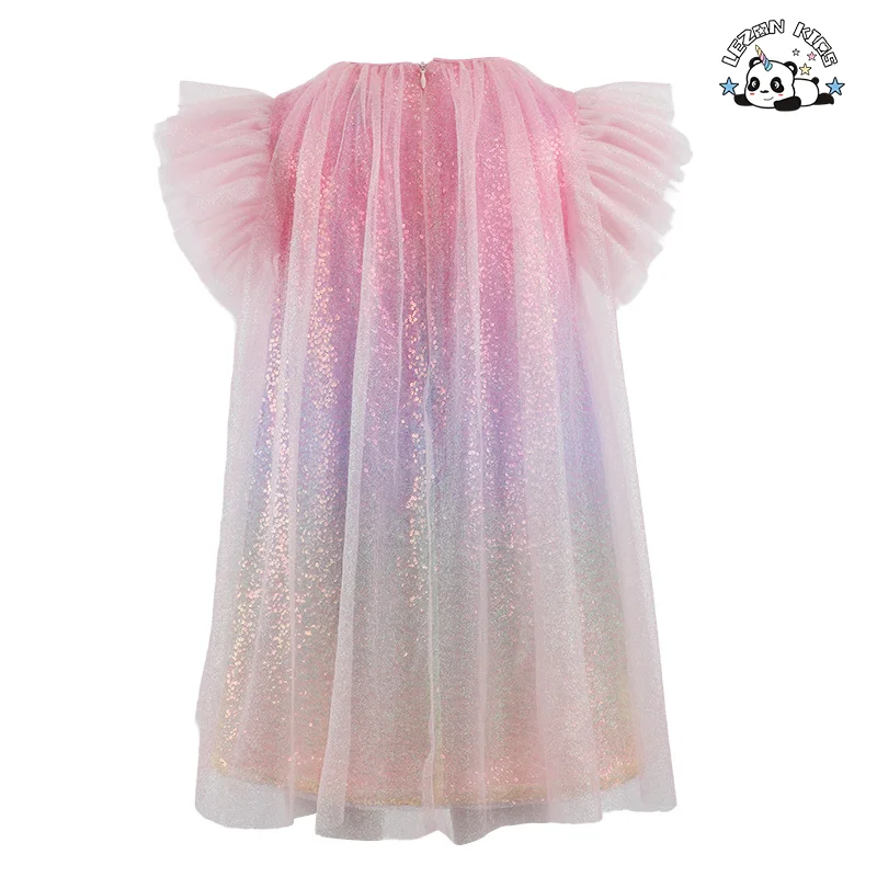LEZONKIDS - Vestido de Princesa com Lantejoulas para Meninas, Novo Vestido de Sereia, Vestido de Verão para Crianças com Design Personalizado OEM